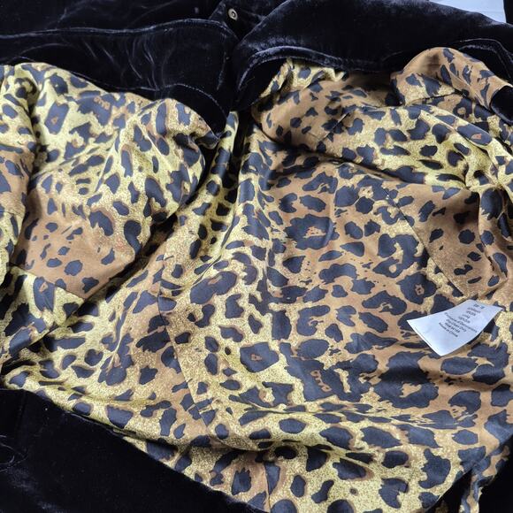 Elliott Lauren Black Velvet Silk Lined Button Up 4 Pocket Jacket Dress 10 - Picture 3 of 5